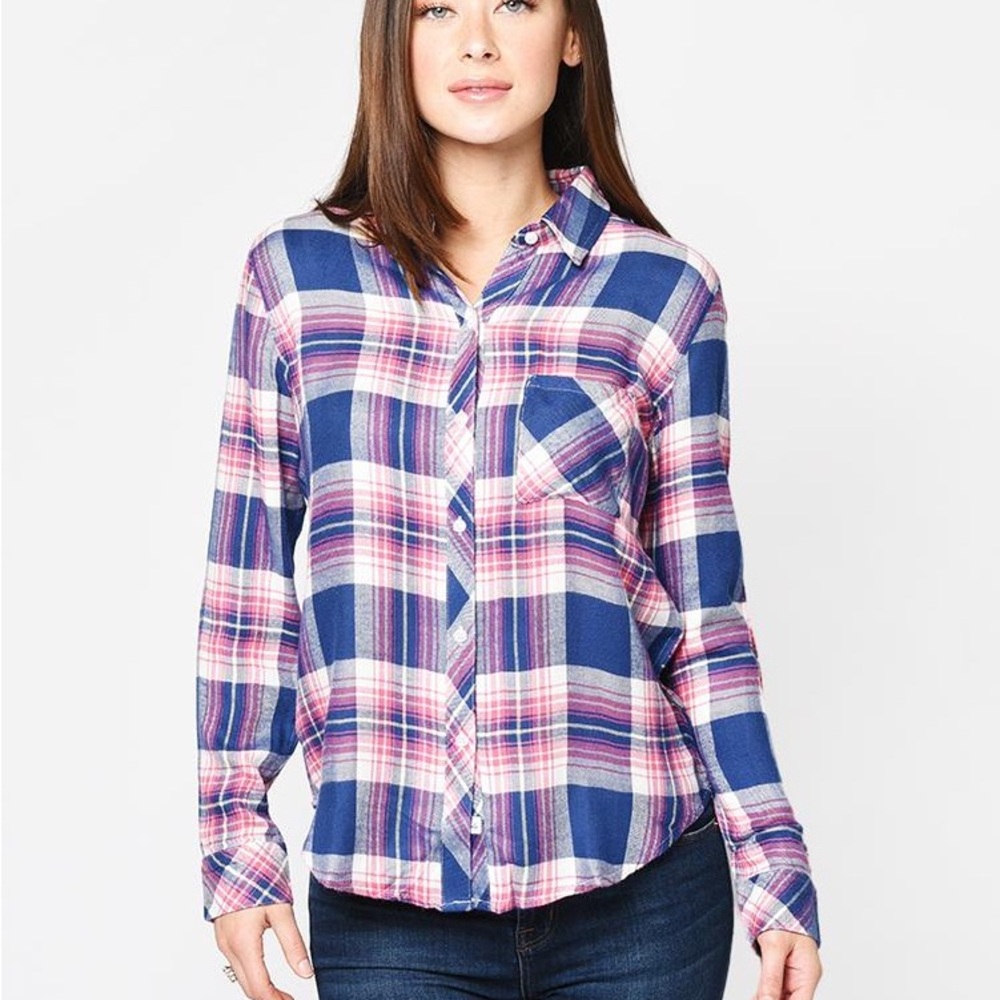 Rails Plaid Button-Down Shirt in Blue and Pink